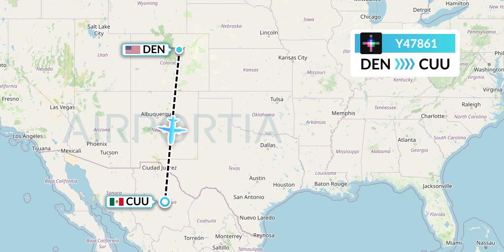 Y47861 Volaris Flight Map: Denver to Chihuahua