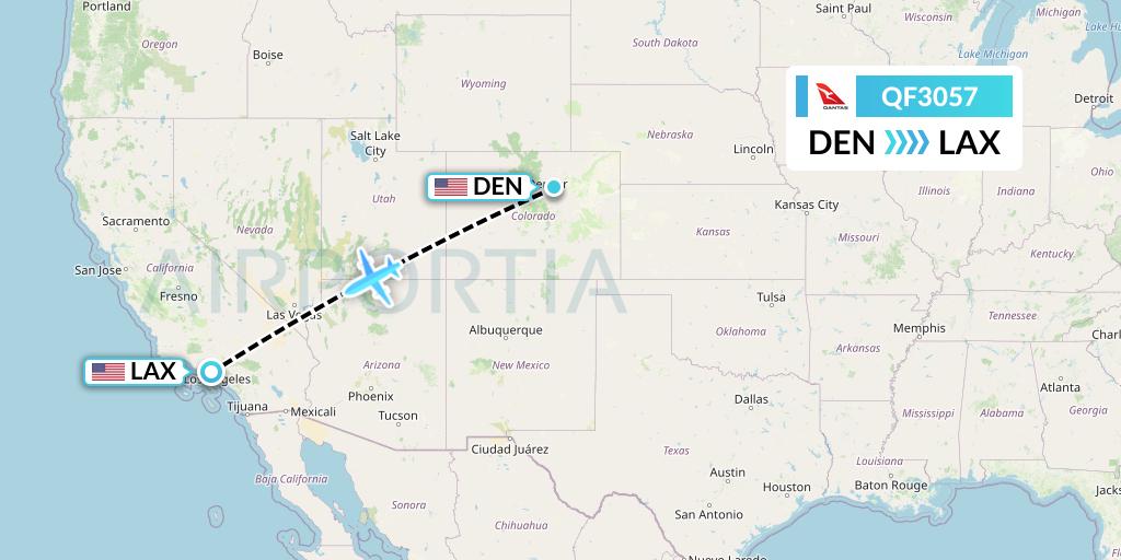 QF3057 Qantas Flight Map: Denver to Los Angeles