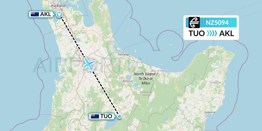 NZ5094 Air New Zealand Flight Map: Taupo to Auckland