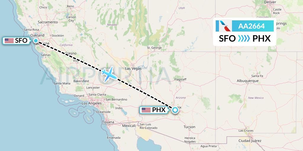 AA2664 American Airlines Flight Map: San Francisco to Phoenix