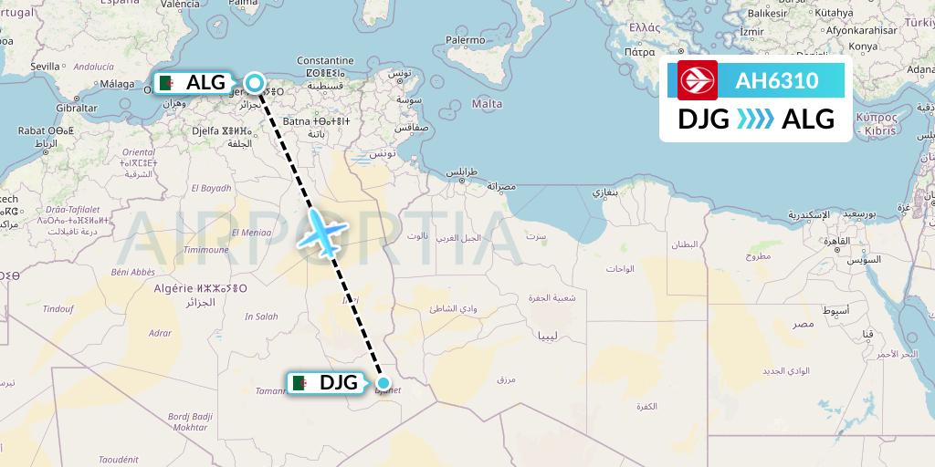 AH6310 Air Algerie Flight Map: Djanet to Algiers