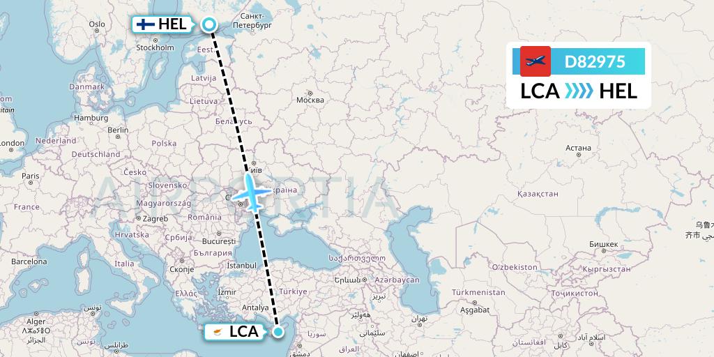 D82975 Norwegian Air International Flight Map: Larnaca to Helsinki