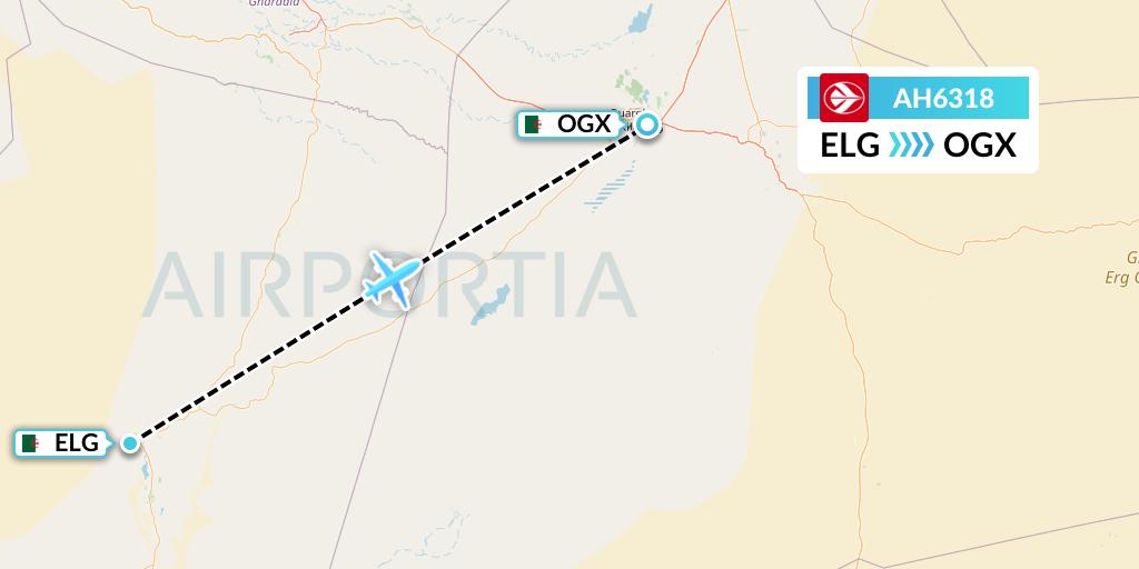 AH6318 Air Algerie Flight Map: Algeria to Ouargla