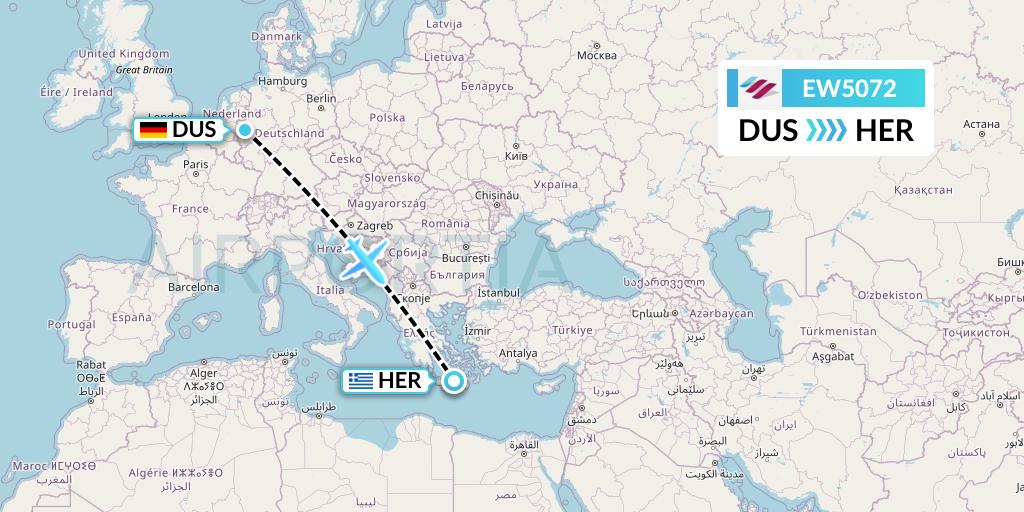 EW5072 Eurowings Flight Map: Dusseldorf to Heraklion