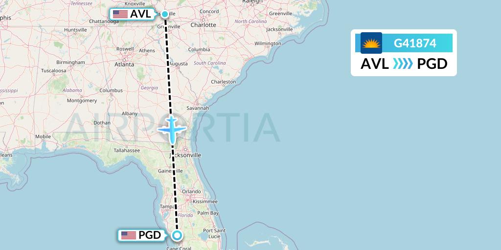 G41874 Allegiant Air Flight Map: Asheville to Punta Gorda