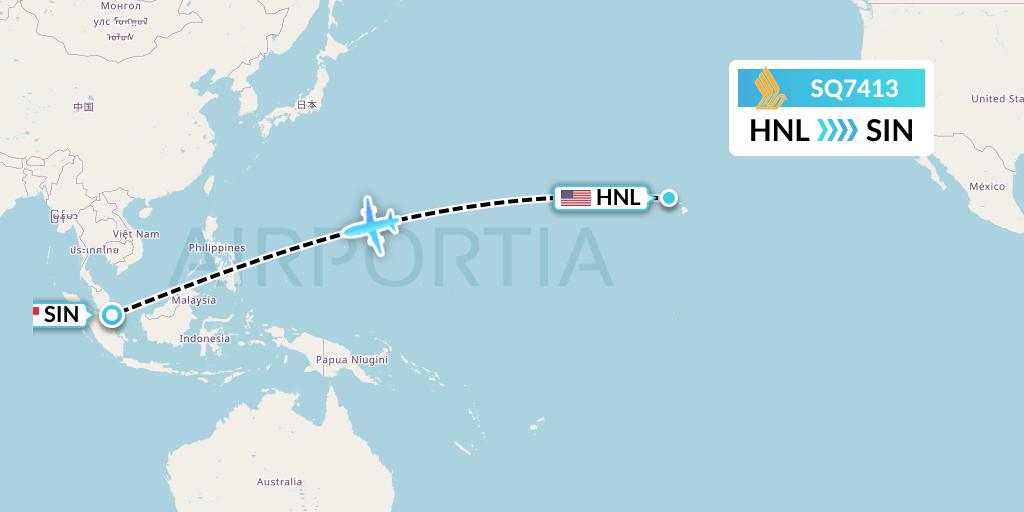 SQ7413 Singapore Airlines Flight Map: Honolulu to Singapore