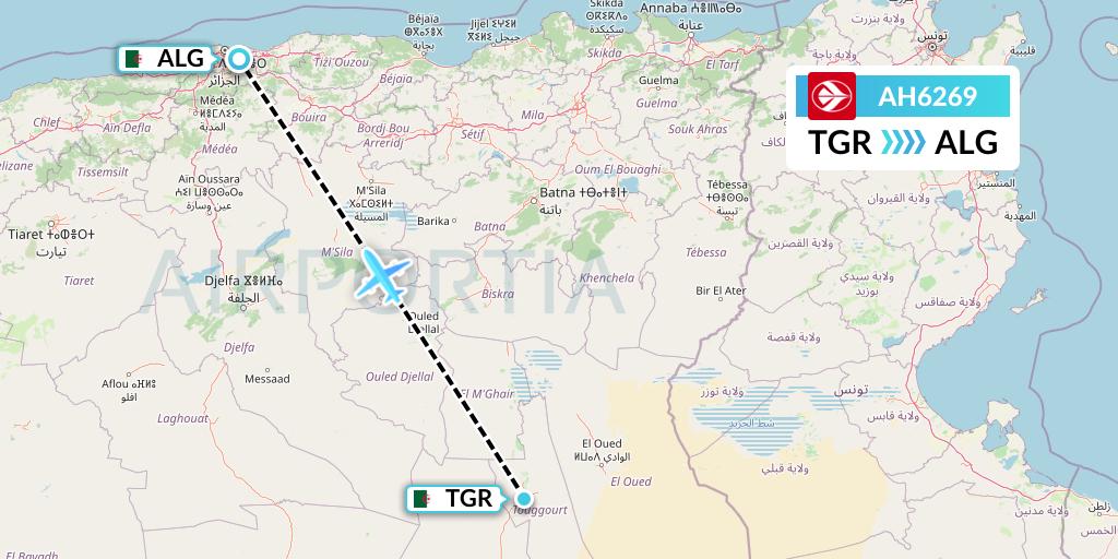 AH6269 Air Algerie Flight Map: Touggourt to Algiers