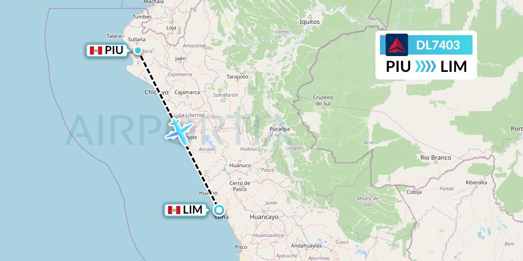 DL7403 Delta Air Lines Flight Map: Piura to Lima