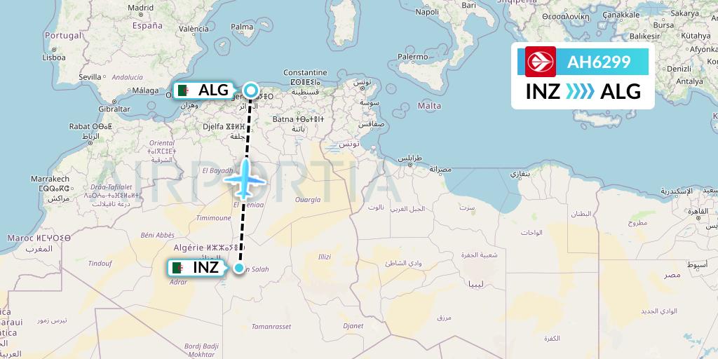 AH6299 Air Algerie Flight Map: In Salah to Algiers