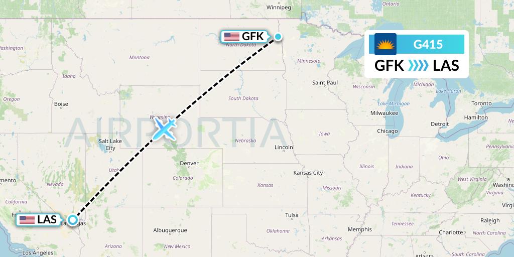 G415 Allegiant Air Flight Map: Grand Forks to Las Vegas