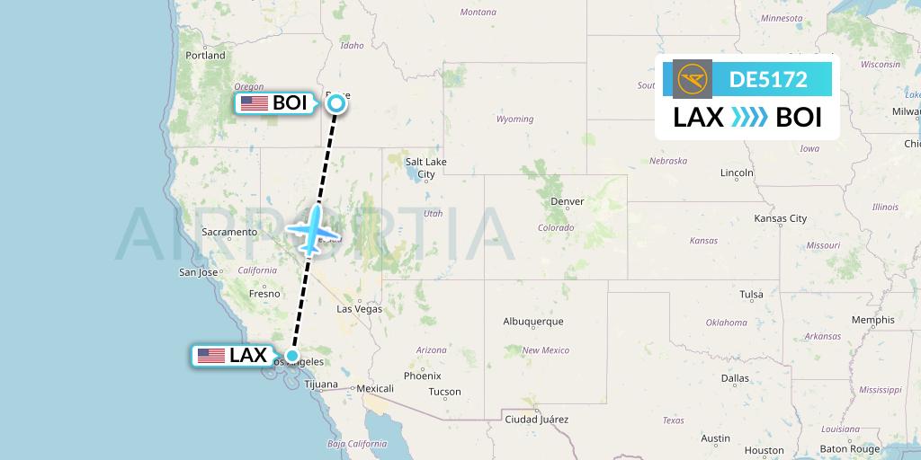 DE5172 Condor Flight Map: Los Angeles to Boise