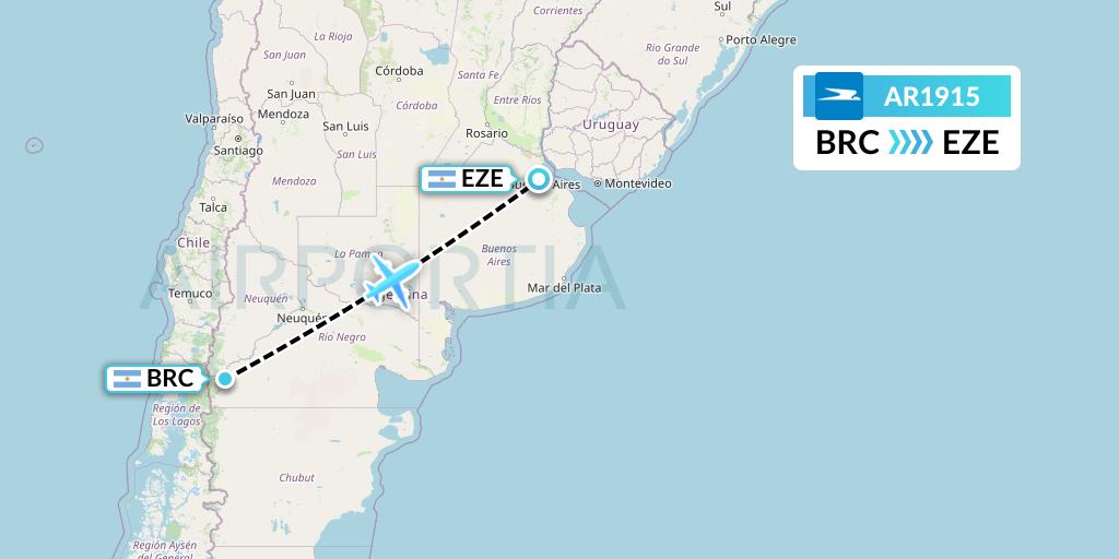 AR1915 Aerolineas Argentinas Flight Map: San Carlos de Bariloche to Buenos Aires