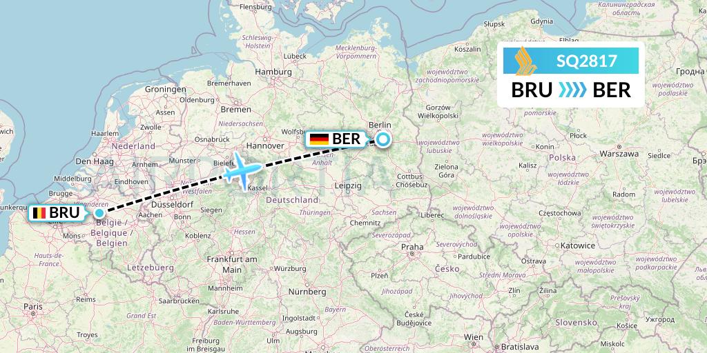 SQ2817 Singapore Airlines Flight Map: Brussels to Berlin