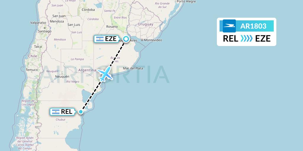 AR1803 Aerolineas Argentinas Flight Map: Trelew to Buenos Aires