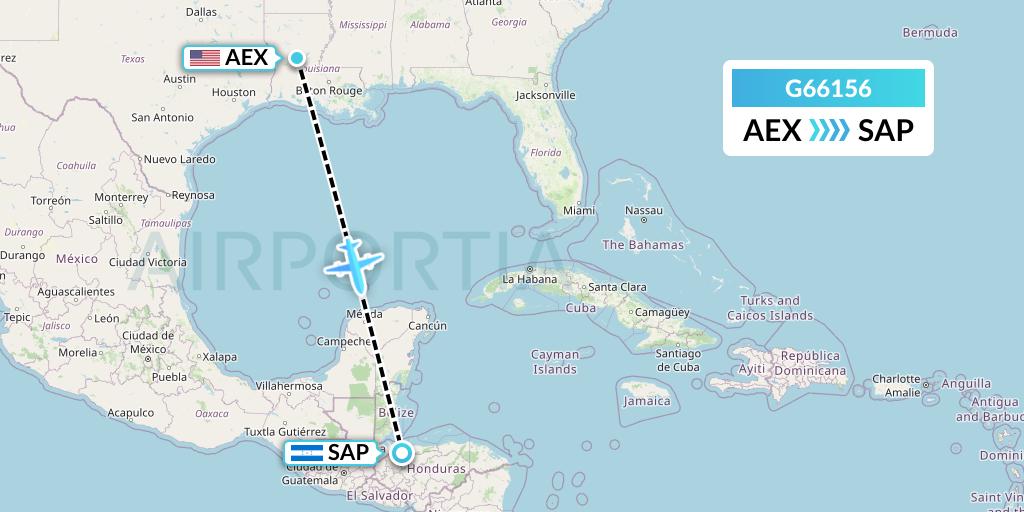 G66156 Fly Arna Flight Map: Alexandria to San Pedro Sula
