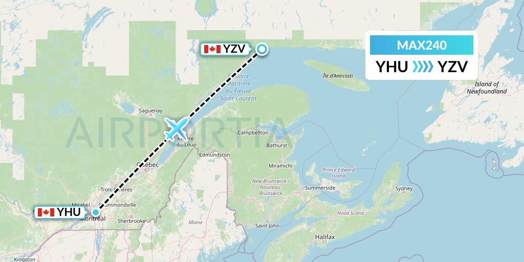 MAX240 Max Aviation Flight Map: Montreal to Sept-Iles