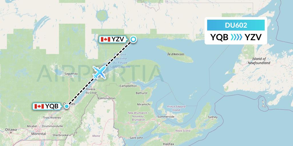 DU602 Sky Jet M.g. Inc Flight Map: Quebec to Sept-Iles