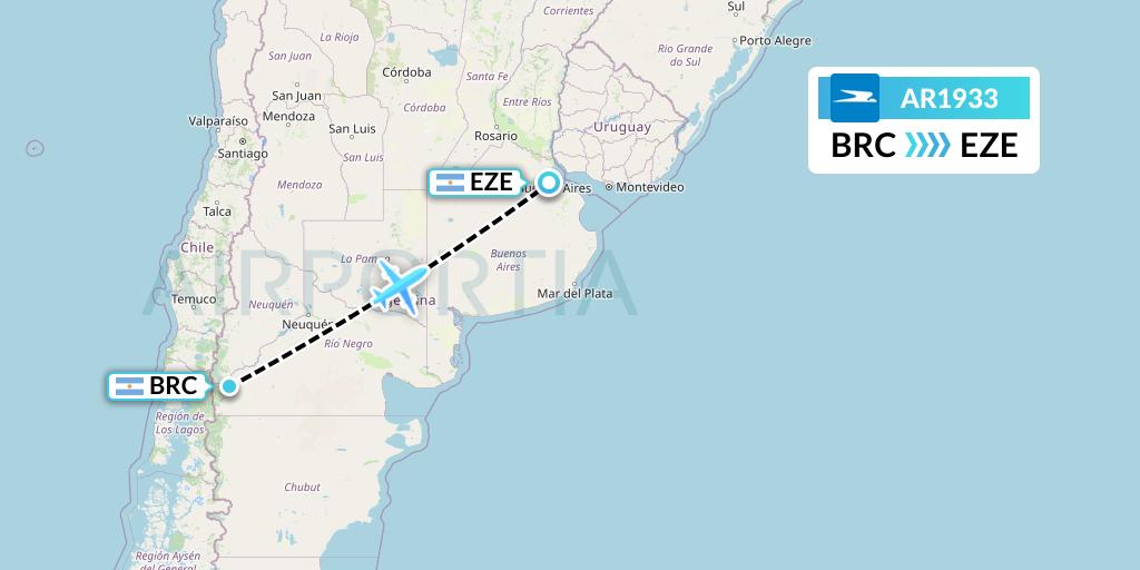 AR1933 Aerolineas Argentinas Flight Map: San Carlos de Bariloche to Buenos Aires