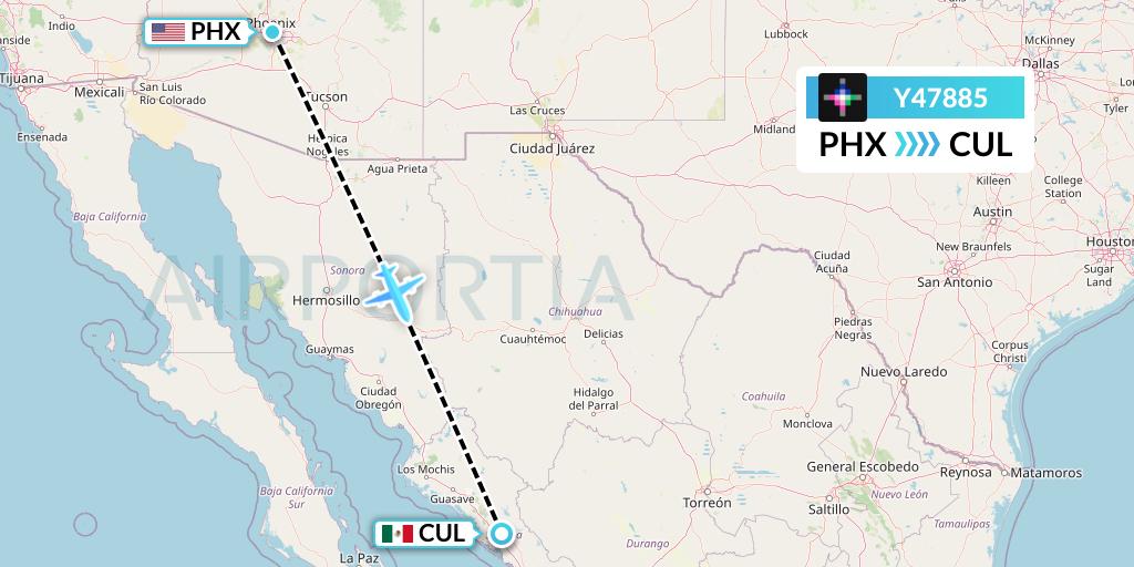 Y47885 Volaris Flight Map: Phoenix to Culiacan