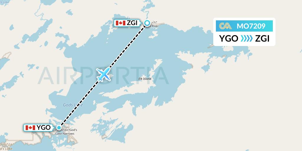 MO7209 Flight Status Calm Air Gods Lake Narrows to Gods River (CAV7209)