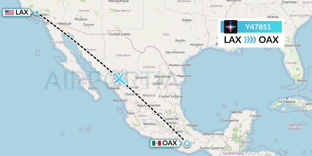 Y47851 Volaris Flight Map: Los Angeles to Oaxaca
