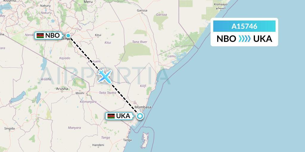 A15746 A.p.g. Distribution Systems Flight Map: Nairobi to Ukunda