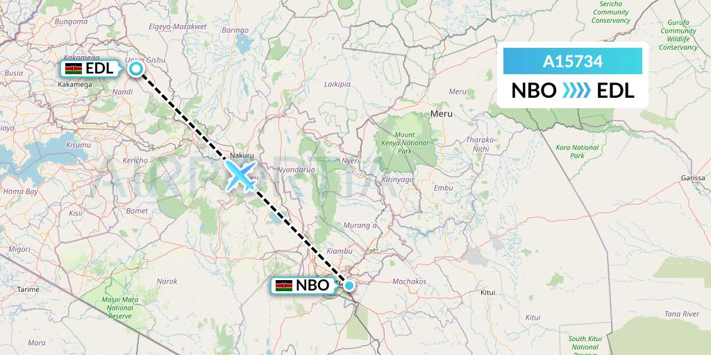 A15734 A.p.g. Distribution Systems Flight Map: Nairobi to Eldoret
