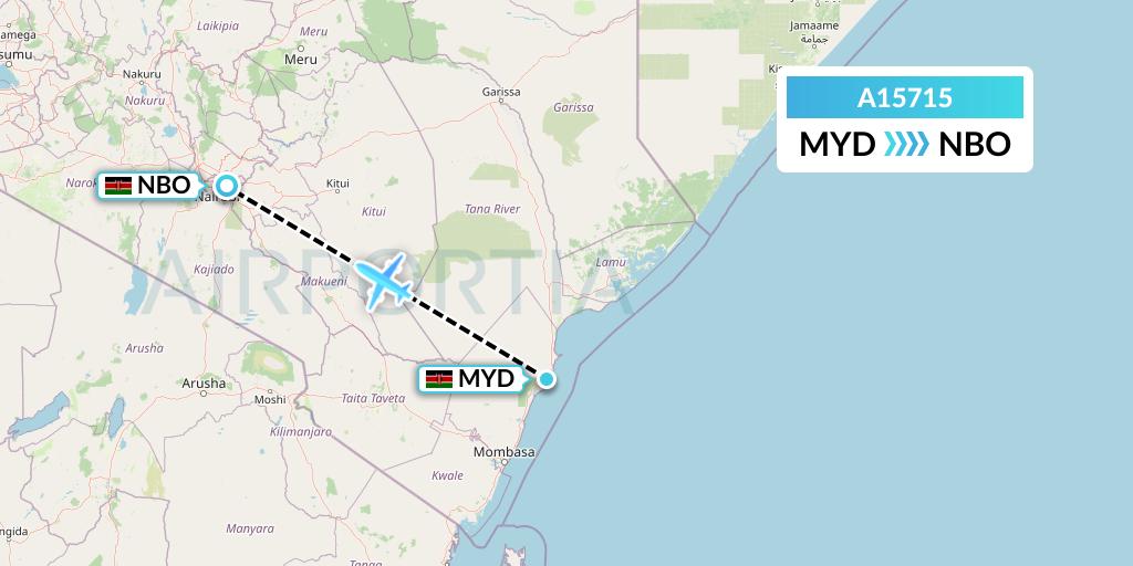 A15715 A.p.g. Distribution Systems Flight Map: Malindi to Nairobi