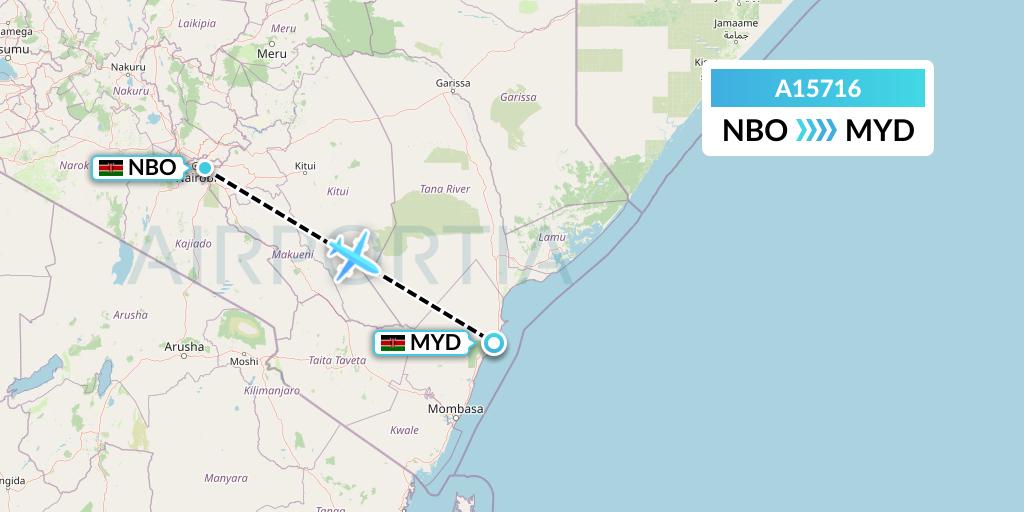 A15716 A.p.g. Distribution Systems Flight Map: Nairobi to Malindi