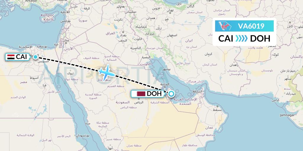 VA6019 Virgin Australia Flight Map: Cairo to Doha
