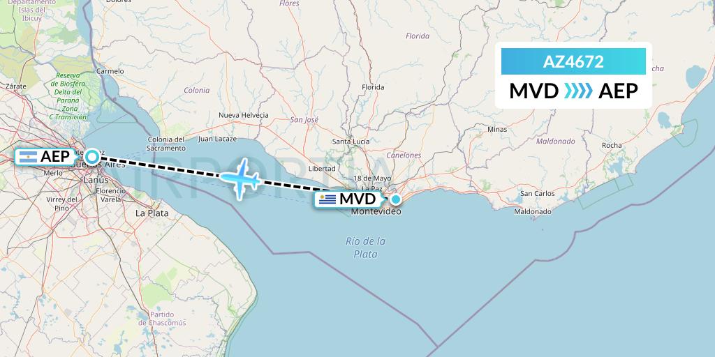 AZ4672 ITA Airways Flight Map: Montevideo to Buenos Aires