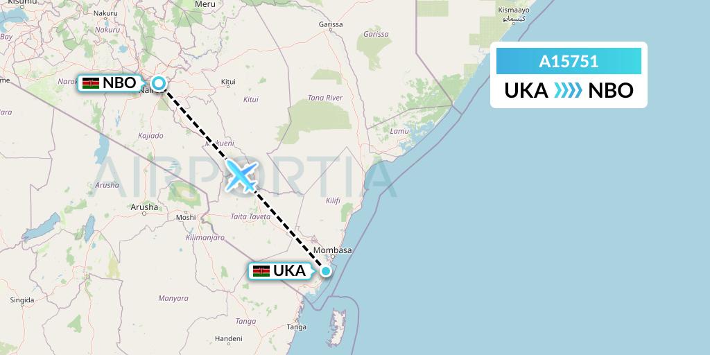 A15751 A.p.g. Distribution Systems Flight Map: Ukunda to Nairobi