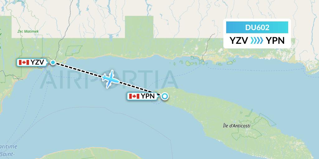 DU602 Sky Jet M.g. Inc Flight Map: Sept-Iles to Port-Menier