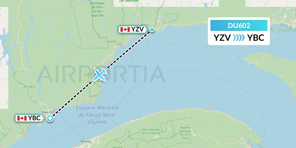 DU602 Sky Jet M.g. Inc Flight Map: Sept-Iles to Baie Comeau