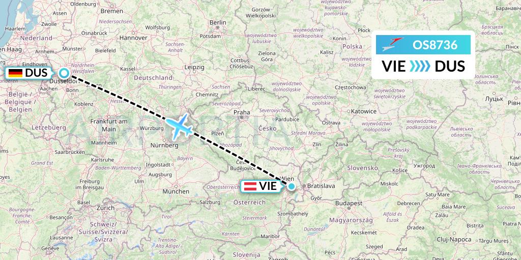 OS8736 Austrian Airlines Flight Map: Vienna to Dusseldorf