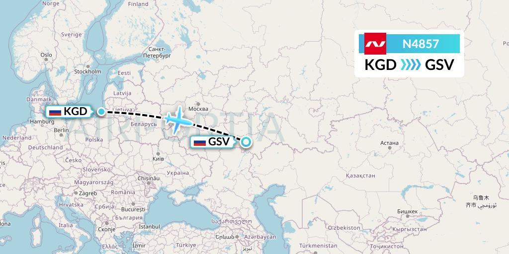 N4857 Nordwind Airlines Flight Map: Kaliningrad to Saratov