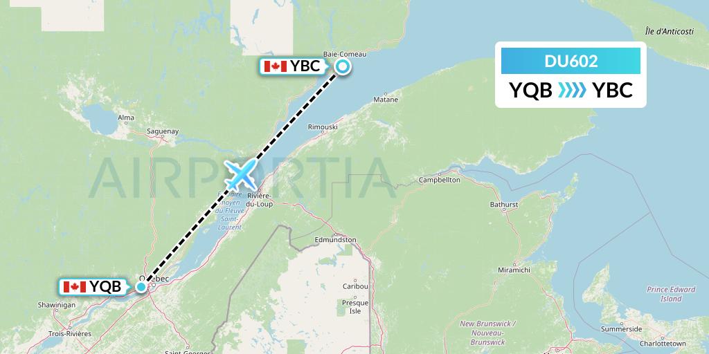 DU602 Sky Jet M.g. Inc Flight Map: Quebec to Baie Comeau