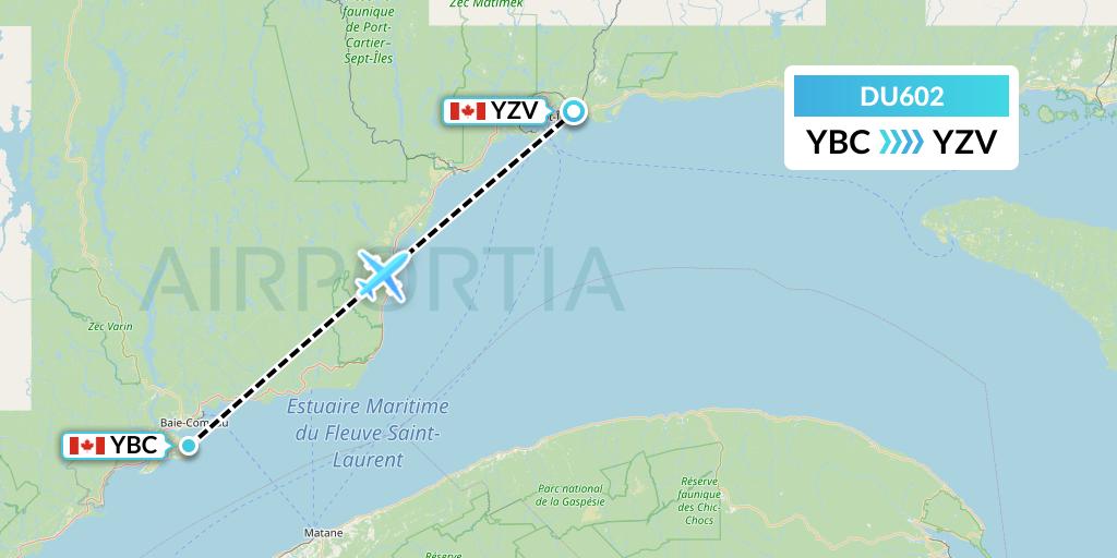 DU602 Sky Jet M.g. Inc Flight Map: Baie Comeau to Sept-Iles