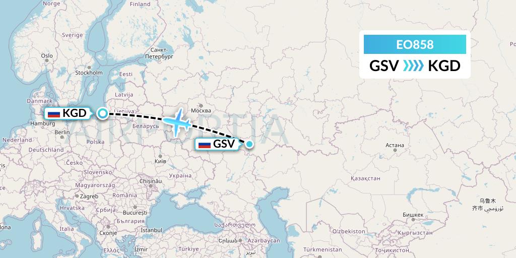 EO858 Pegas Fly Flight Map: Saratov to Kaliningrad