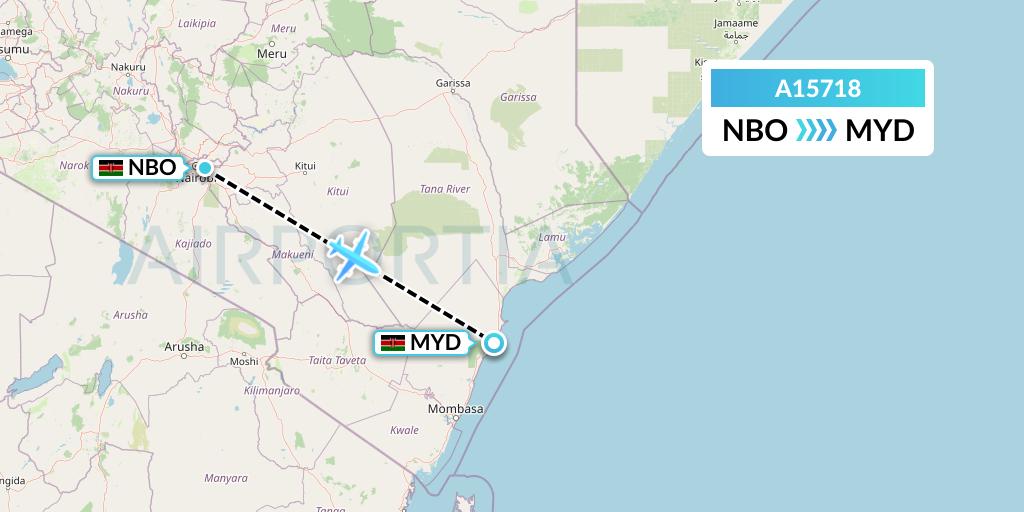 A15718 A.p.g. Distribution Systems Flight Map: Nairobi to Malindi