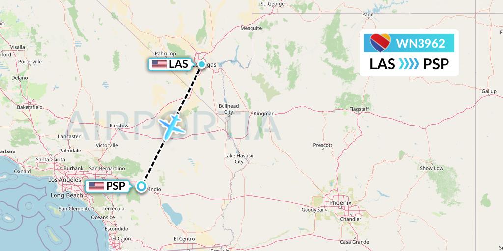 WN3962 Southwest Airlines Flight Map: Las Vegas to Palm Springs
