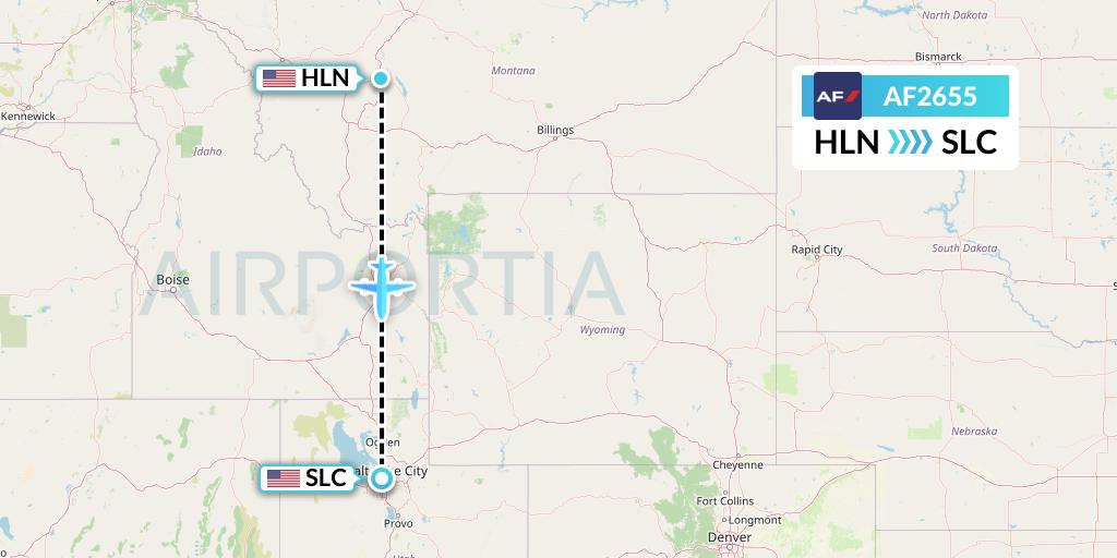 AF2655 Air France Flight Map: Helena to Salt Lake City