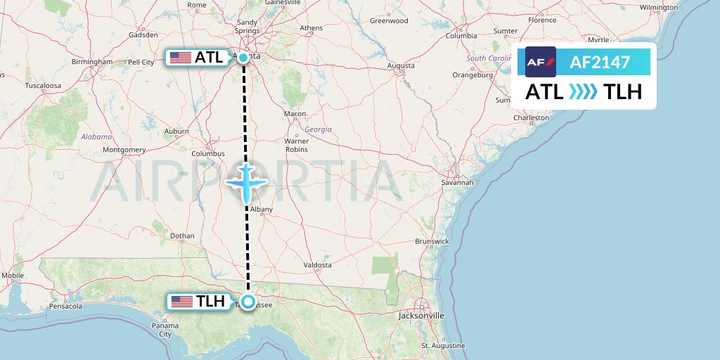 AF2147 Air France Flight Map: Atlanta to Tallahassee