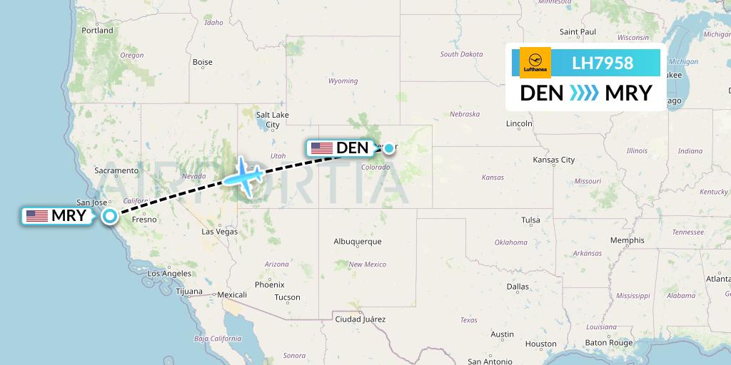 LH7958 Lufthansa Flight Map: Denver to Monterey
