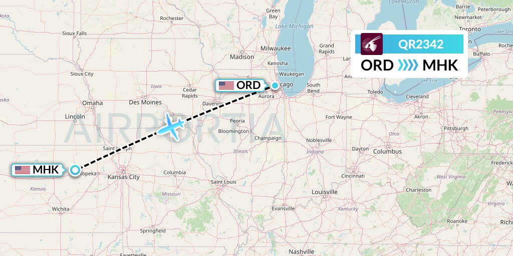 QR2342 Qatar Airways Flight Map: Chicago to Manhattan