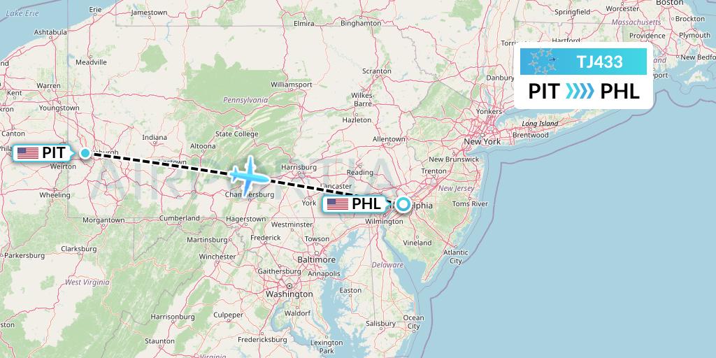 TJ433 Tradewind Aviation Flight Map: Pittsburgh to Philadelphia