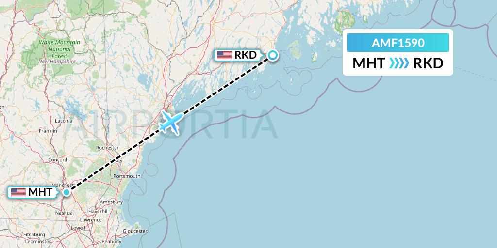 AMF1590 Ameriflight Flight Map: Manchester to Rockland