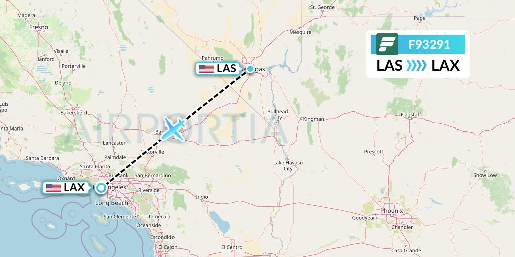 F93291 Frontier Airlines Flight Map: Las Vegas to Los Angeles