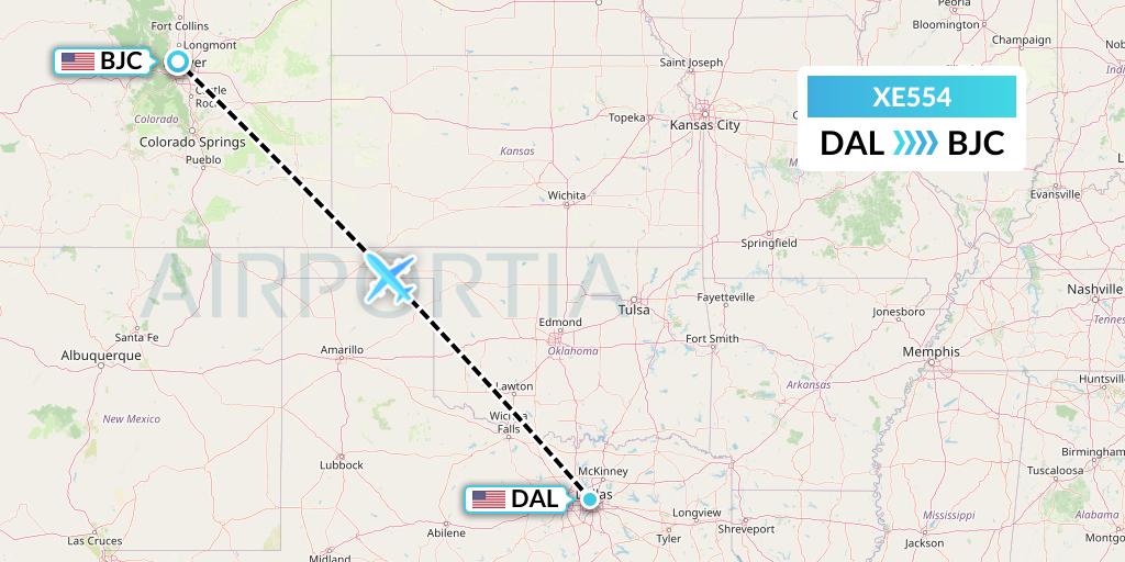XE554 Jsx Flight Map: Dallas to Denver