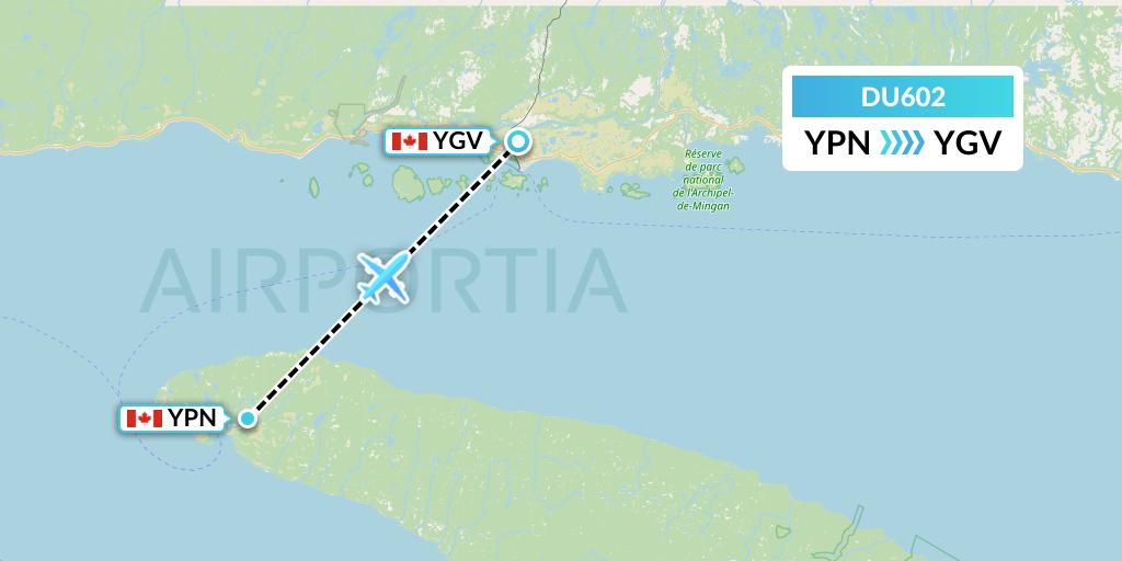 DU602 Sky Jet M.g. Inc Flight Map: Port-Menier to Havre-Saint-Pierre